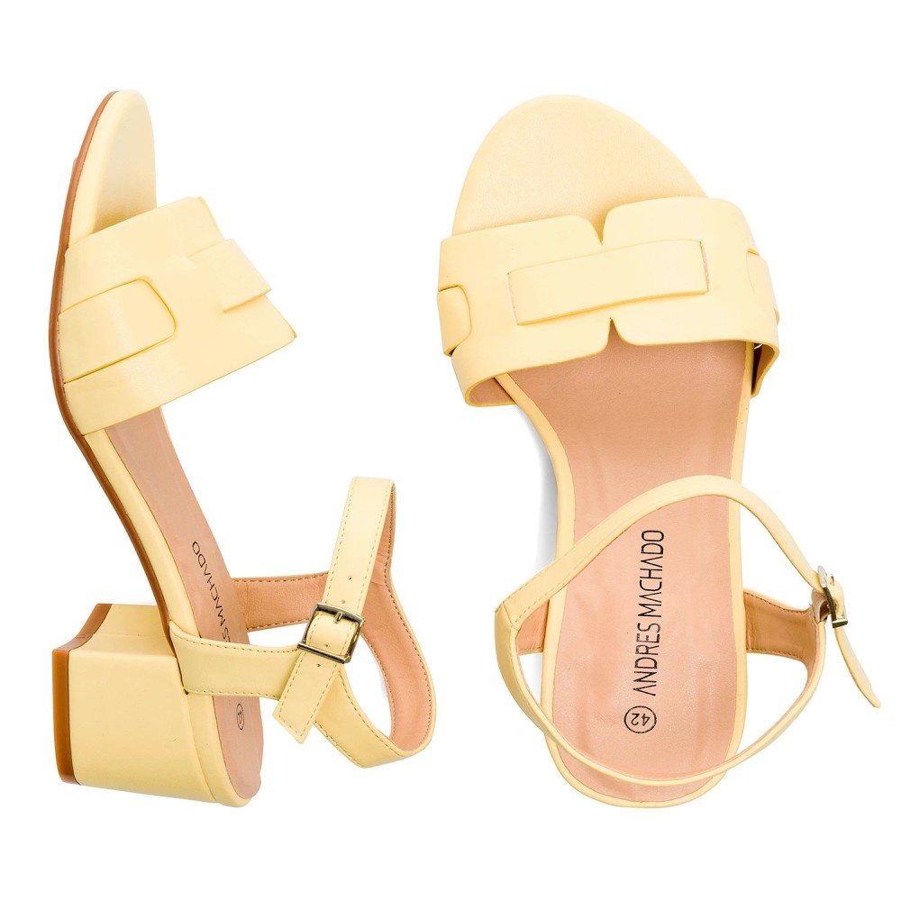 Andres Machado 5695-24 Heeled Sandal Yellow 5.5cm Andres Machado 5695-24 Heeled Sandal Yellow 5.5cm