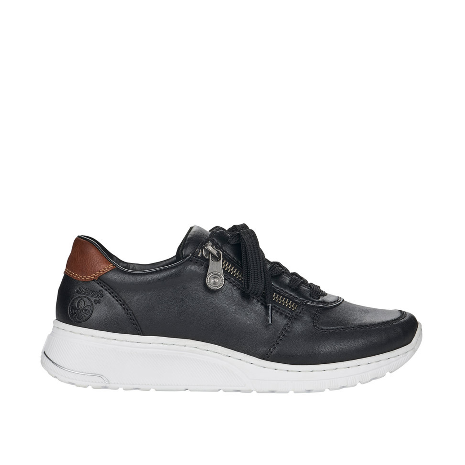 Rieker N5021-00 Ανατομικό Δερμάτινο Sneaker Μαύρο