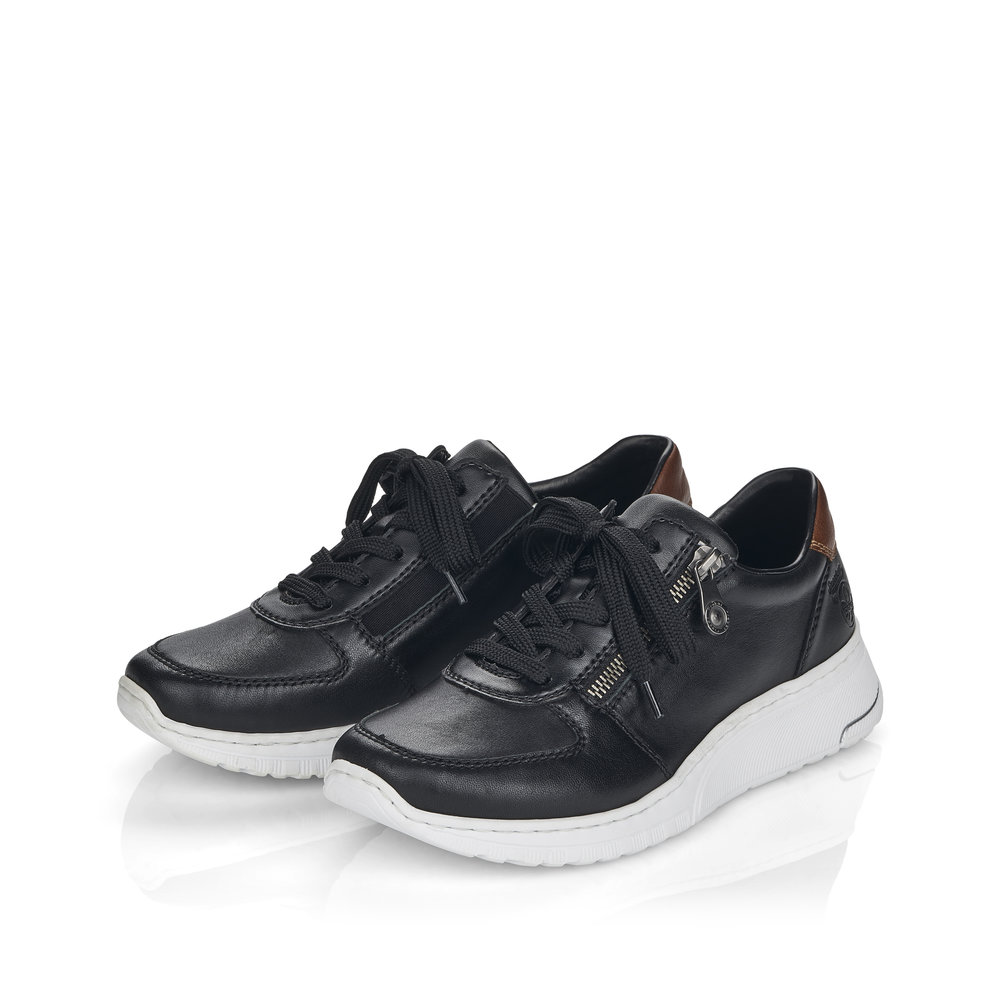 Rieker N5021-00 Ανατομικό Δερμάτινο Sneaker Μαύρο