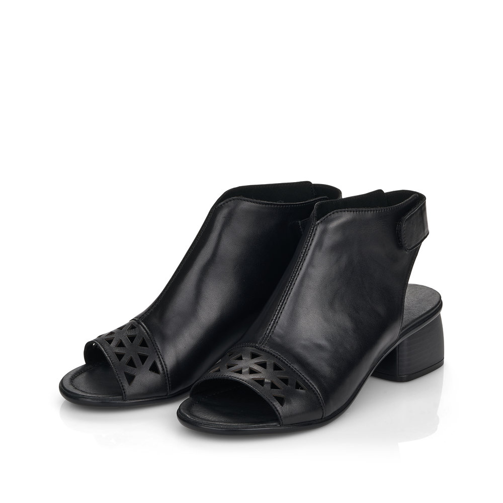Remonte R8772-00 Anatomical Leather Heeled Sandal Black 5cm
