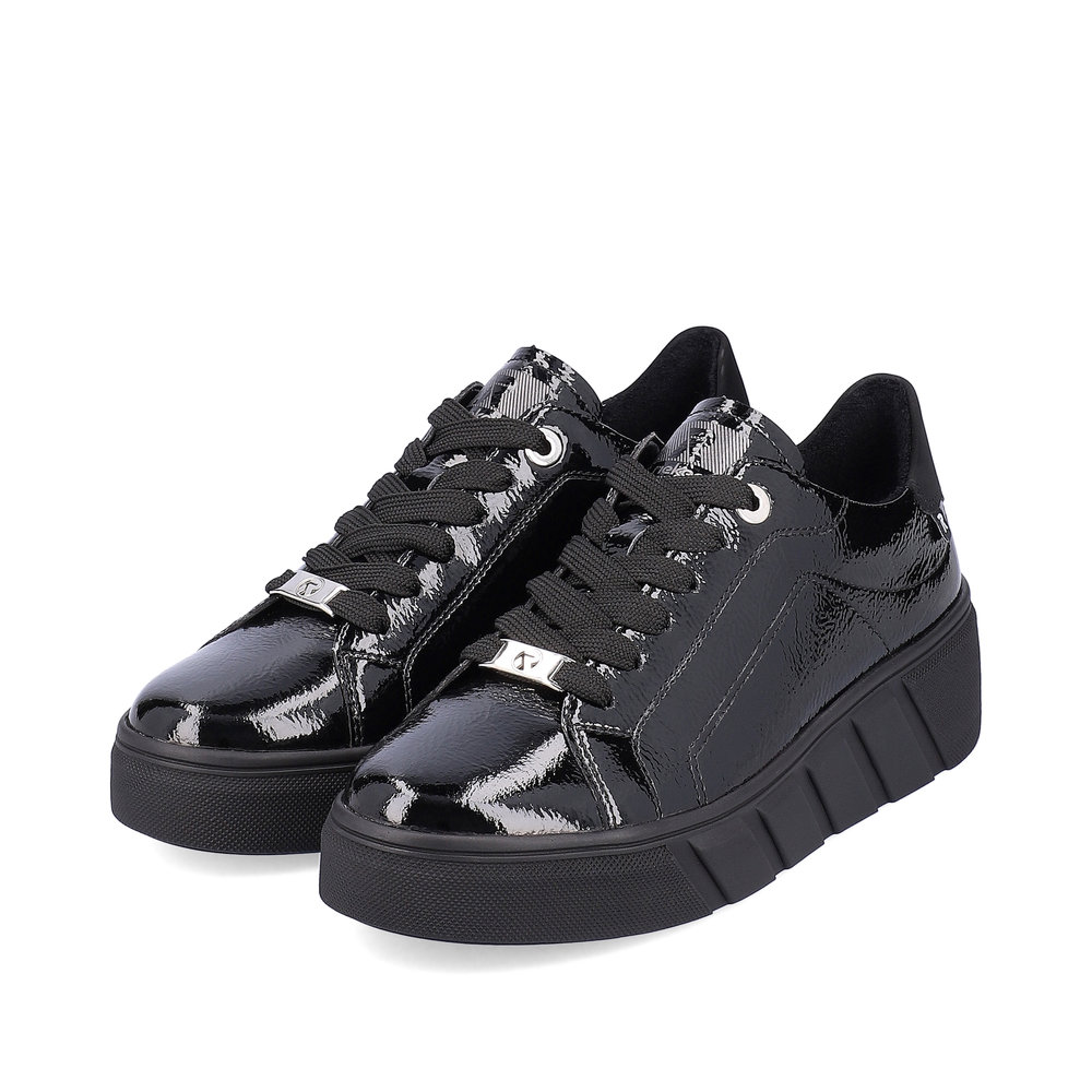 Rieker W0501-00 Anatomical Leather Sneaker Black