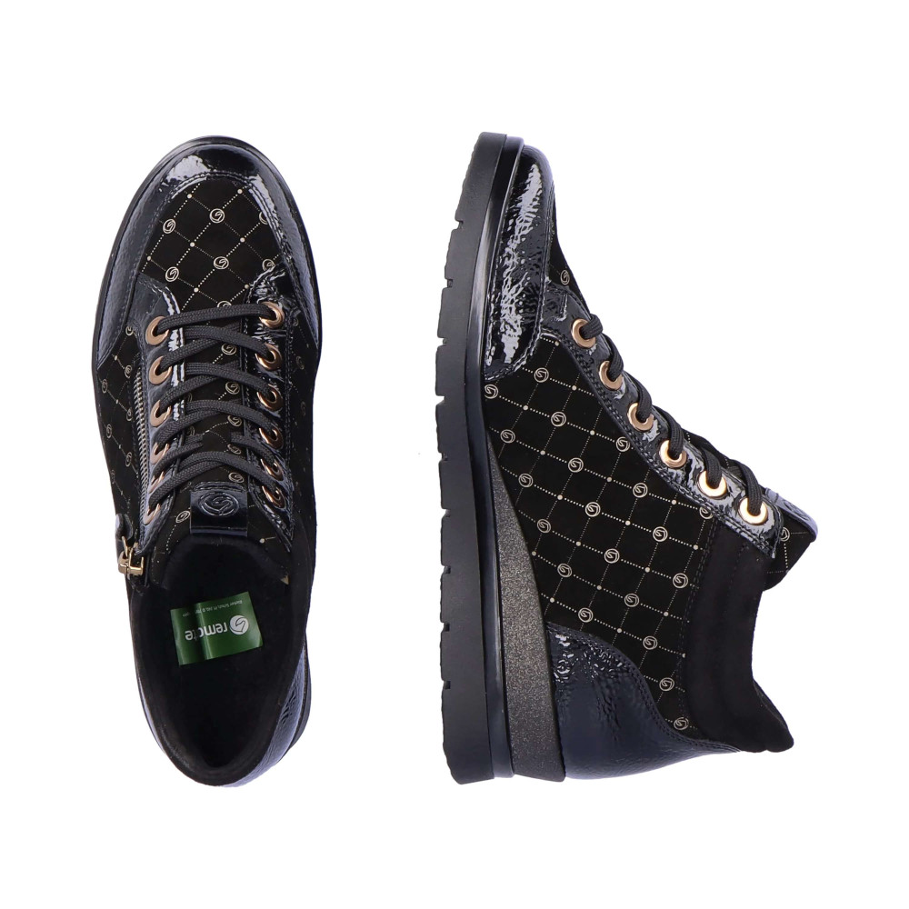 Remonte R0773-04 Anatomical Leather Ankle Boot Sneaker Black