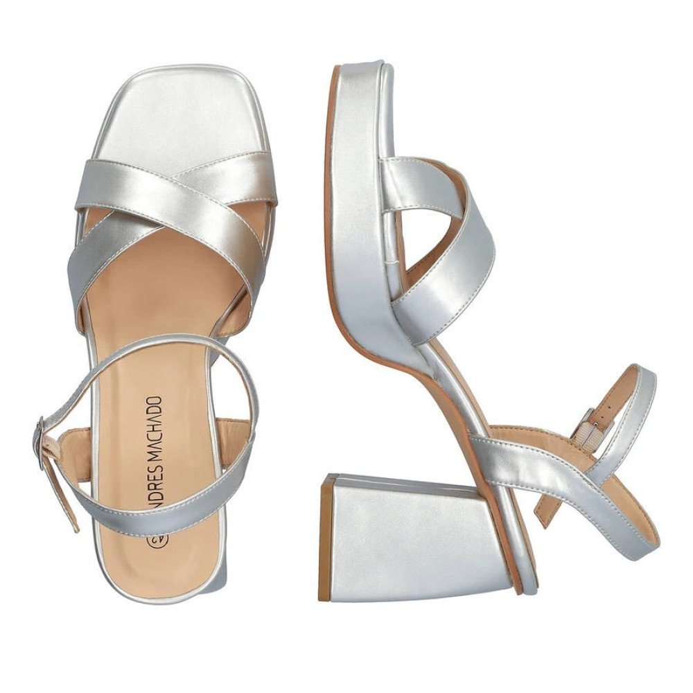 Andres Machado 6035-04 Sandal Silver 11cm Andres Machado 6035-04 Sandal Silver 11cm