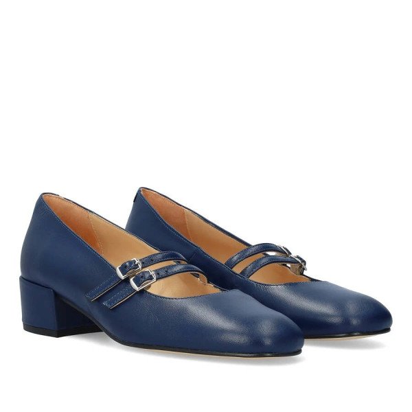 Andres Machado Alida-18 Leather Pumps Blue 4.5cm Andres Machado Alida-18 Leather Pumps Blue 4.5cm