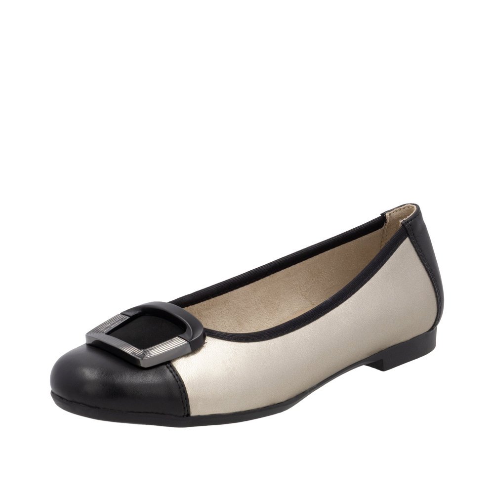 Remonte D0K12-90 Anatomical Leather Ballerina Gold Black Remonte D0K12-90 Anatomical Leather Ballerina Gold Black
