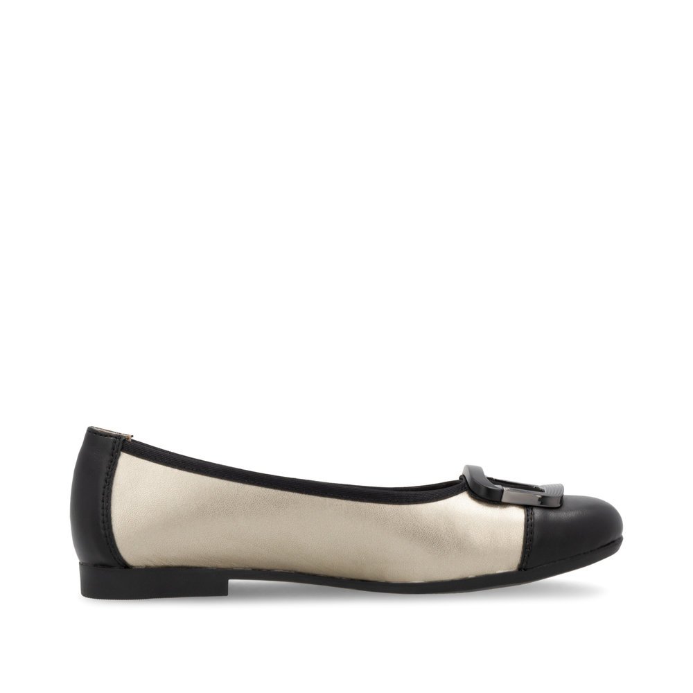 Remonte D0K12-90 Anatomical Leather Ballerina Gold Black Remonte D0K12-90 Anatomical Leather Ballerina Gold Black