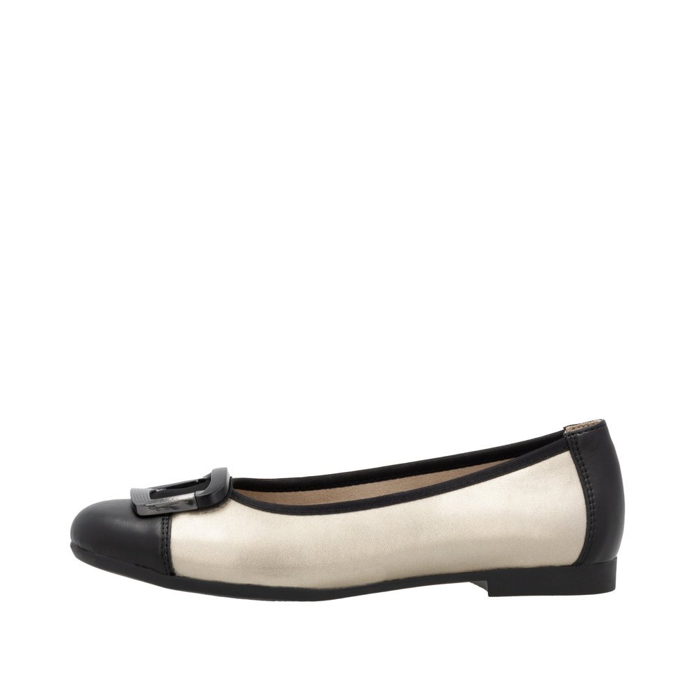 Remonte D0K12-90 Anatomical Leather Ballerina Gold Black Remonte D0K12-90 Anatomical Leather Ballerina Gold Black