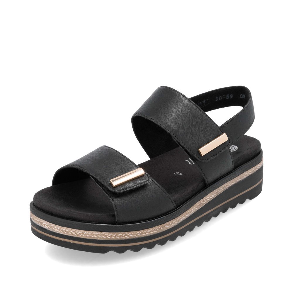 Remonte D0Q59-00 Anatomical Leather Sandal Black 4cm Remonte D0Q59-00 Anatomical Leather Sandal Black 4cm