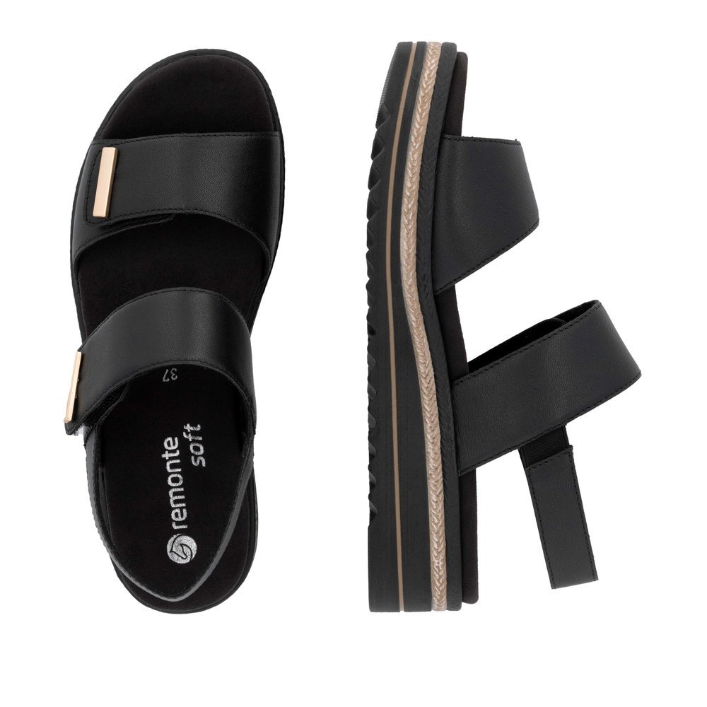 Remonte D0Q59-00 Anatomical Leather Sandal Black 4cm Remonte D0Q59-00 Anatomical Leather Sandal Black 4cm