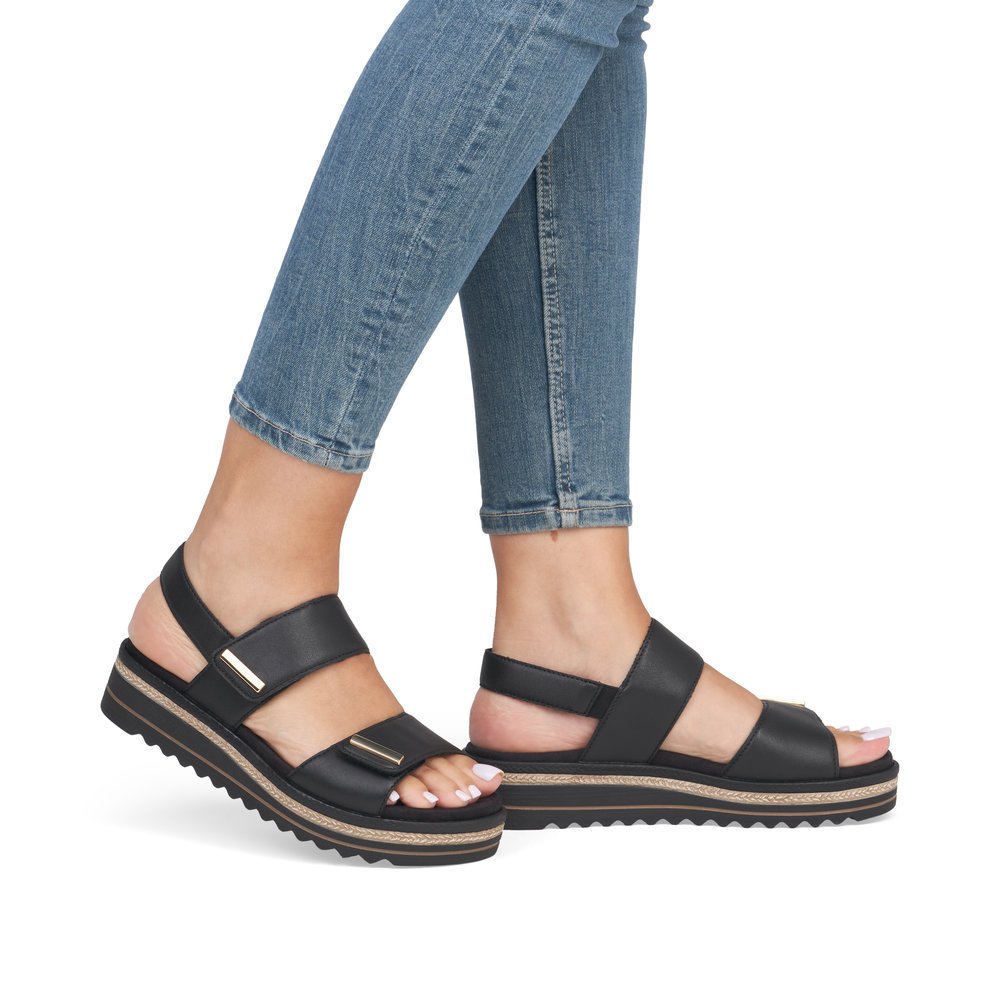 Remonte D0Q59-00 Anatomical Leather Sandal Black 4cm Remonte D0Q59-00 Anatomical Leather Sandal Black 4cm