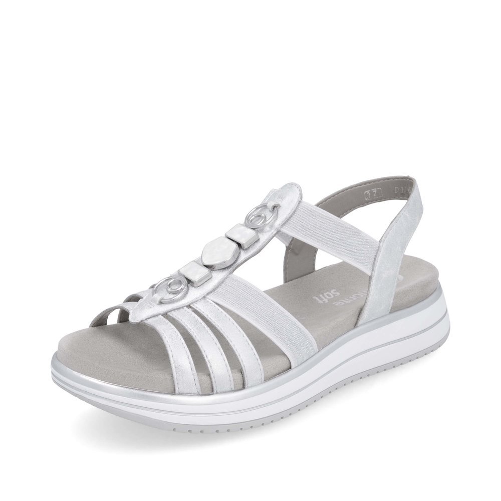 Remonte D1J60-90 Anatomical Leather Sandal Silver 4cm Remonte D1J60-90 Anatomical Leather Sandal Silver 4cm