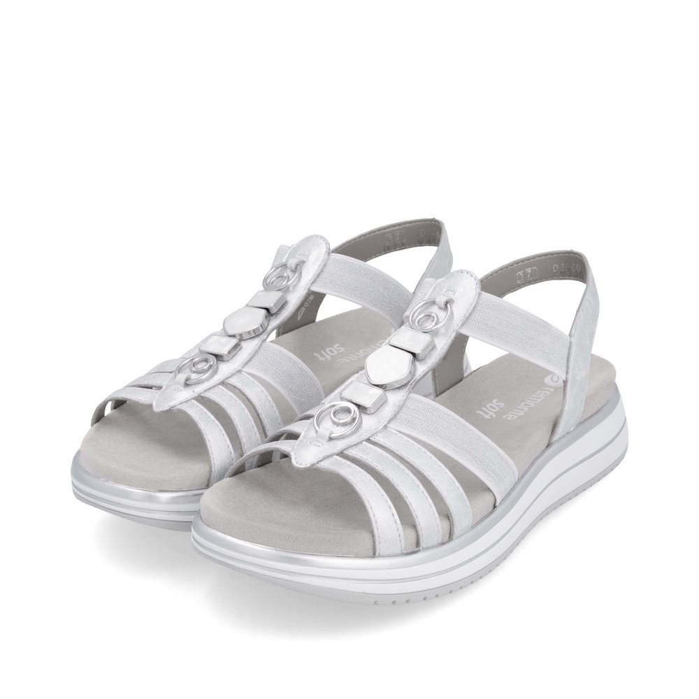Remonte D1J60-90 Anatomical Leather Sandal Silver 4cm Remonte D1J60-90 Anatomical Leather Sandal Silver 4cm