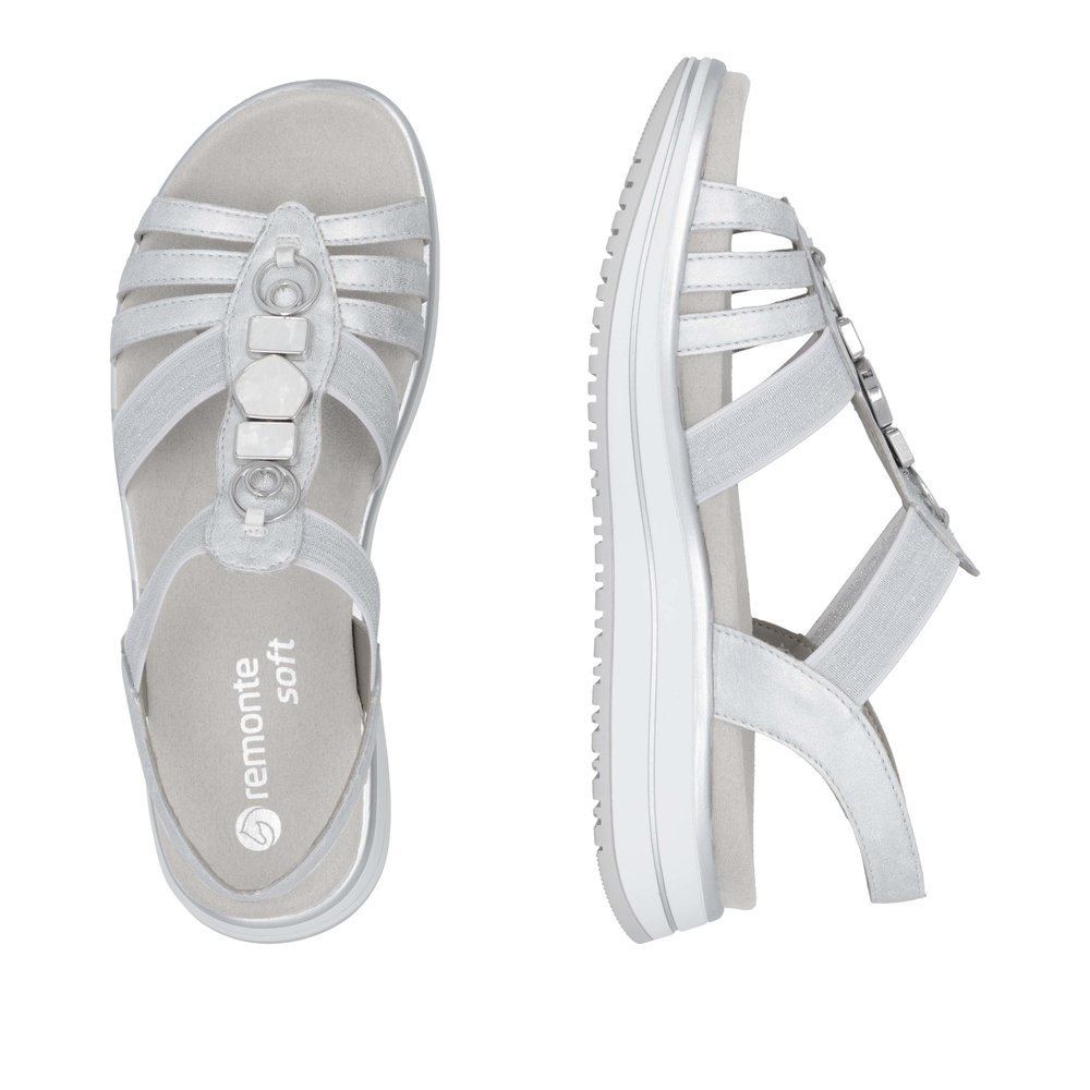 Remonte D1J60-90 Anatomical Leather Sandal Silver 4cm Remonte D1J60-90 Anatomical Leather Sandal Silver 4cm