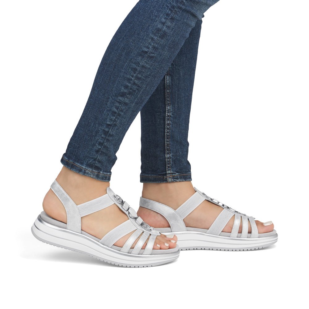 Remonte D1J60-90 Anatomical Leather Sandal Silver 4cm Remonte D1J60-90 Anatomical Leather Sandal Silver 4cm