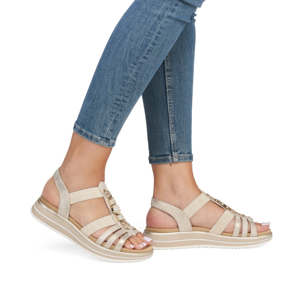 Remonte D1J60-91 Anatomical Leather Sandal Beige 4cm Remonte D1J60-91 Anatomical Leather Sandal Beige 4cm