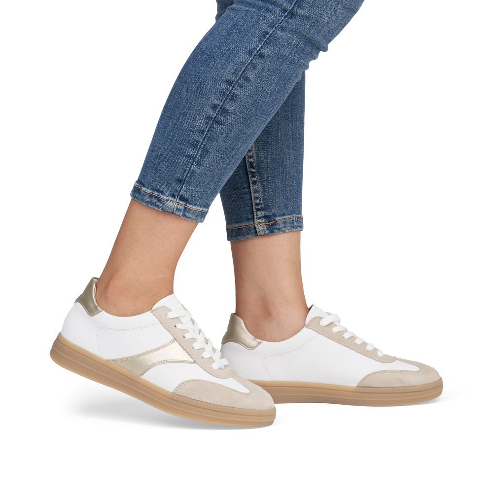 Remonte D2C01-81 Anatomical Leather Sneaker White Beige Remonte D2C01-81 Anatomical Leather Sneaker White Beige