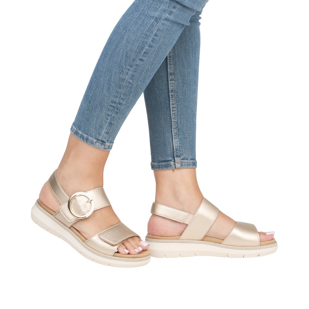 Remonte D2K50-90 Anatomical Leather Sandal Gold 4cm Remonte D2K50-90 Anatomical Leather Sandal Gold 4cm