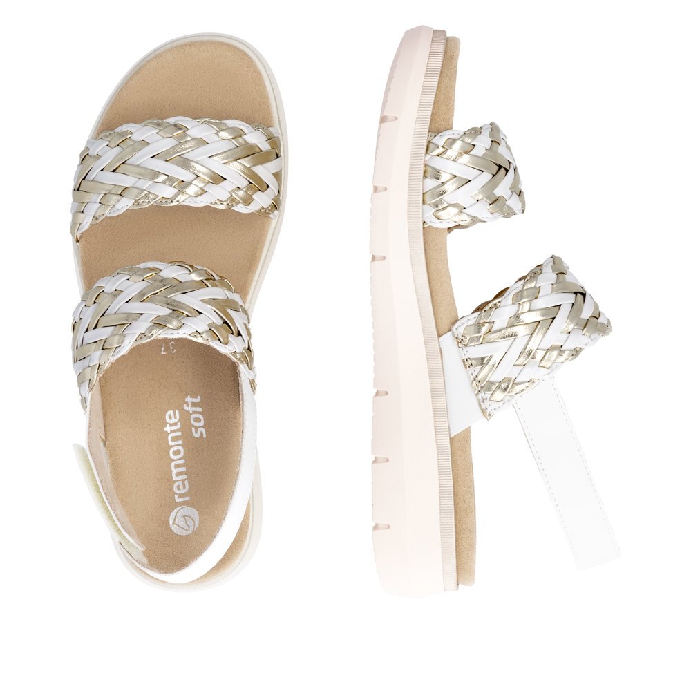 Remonte D2K52-80 Anatomical Leather Sandal White Gold 4cm Remonte D2K52-80 Anatomical Leather Sandal White Gold 4cm