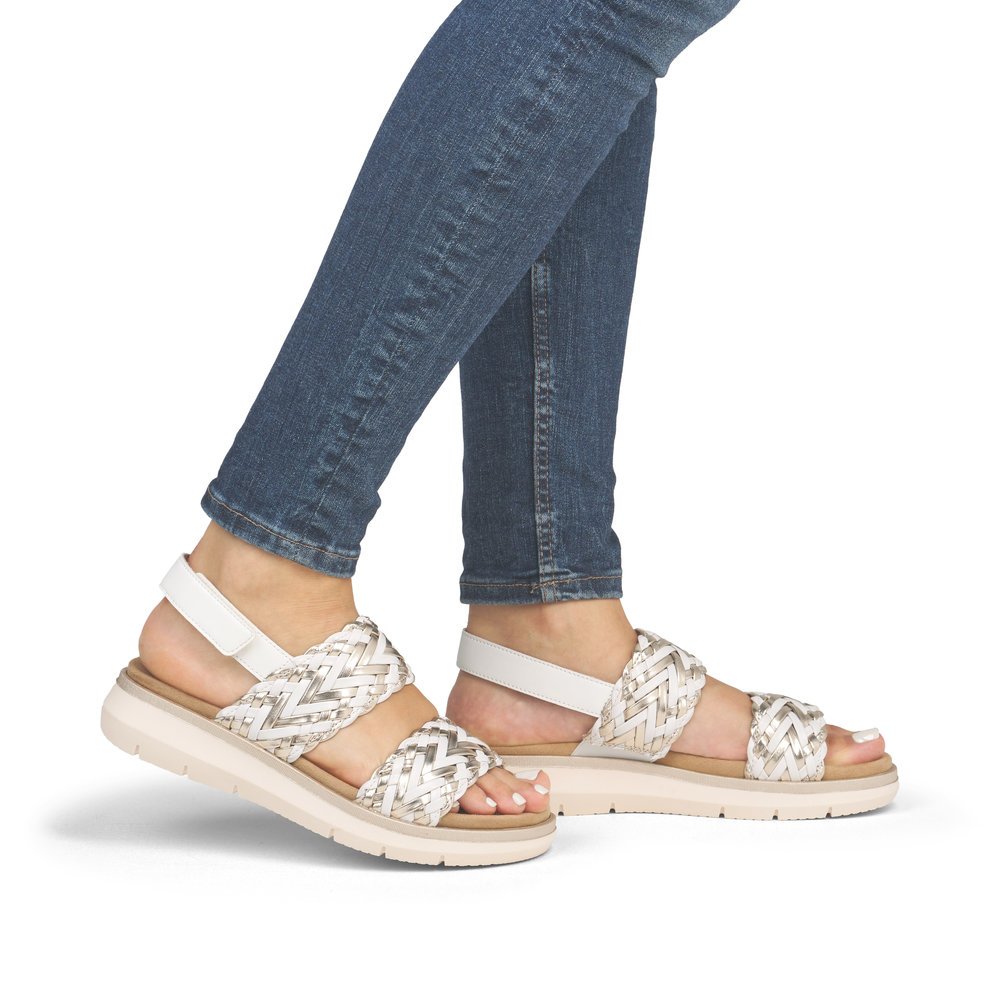 Remonte D2K52-80 Anatomical Leather Sandal White Gold 4cm Remonte D2K52-80 Anatomical Leather Sandal White Gold 4cm