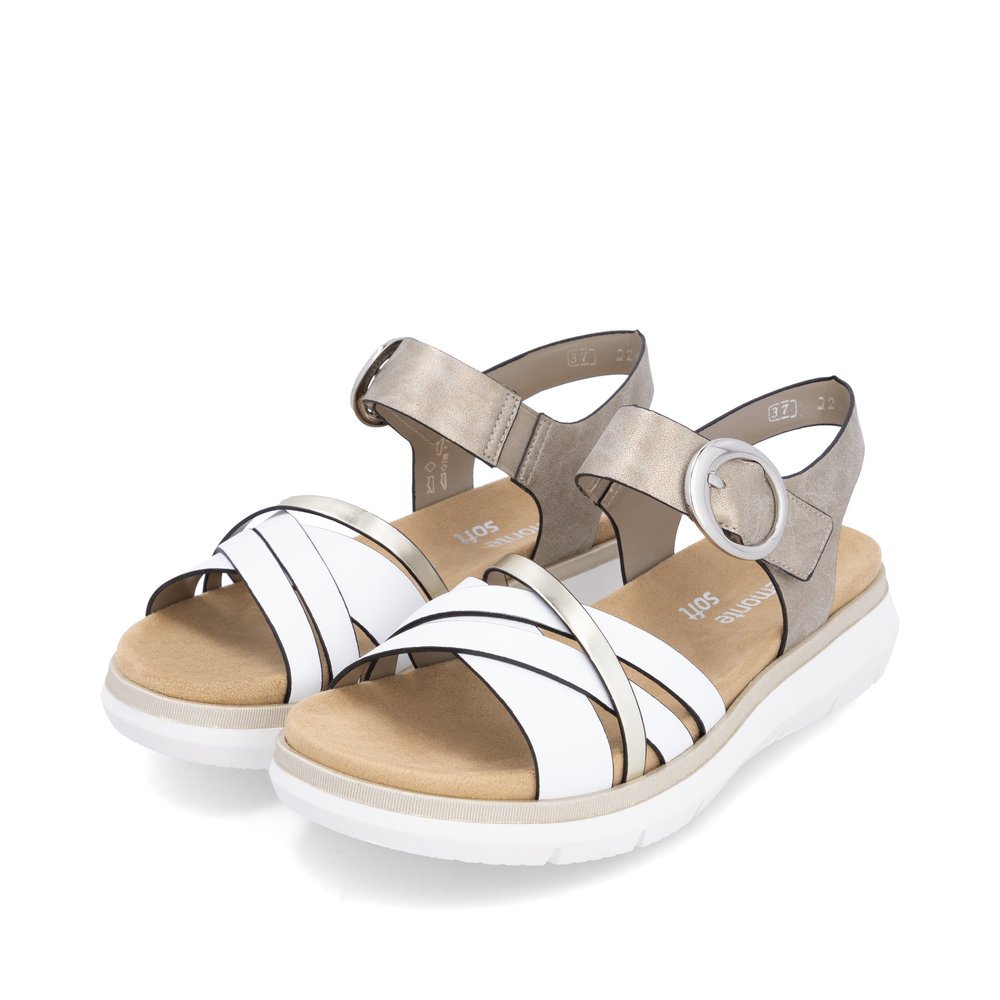 Remonte D2K55-90 Anatomical Leather Sandal White Gold 4cm Remonte D2K55-90 Anatomical Leather Sandal White Gold 4cm