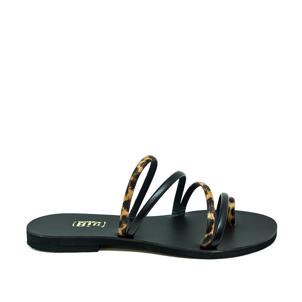 Bigshoes GA0116-N01/20 Δερμάτινο Σανδάλι Μαύρο Λεοπάρ Bigshoes GA0116-N01/20 Δερμάτινο Σανδάλι Μαύρο Λεοπάρ