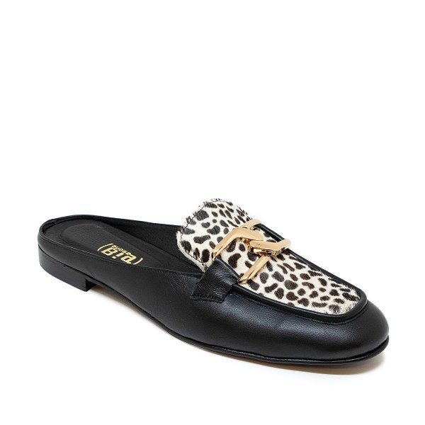 Bigshoes GA1150-01/29 Leather Mule Black Leopard Bigshoes GA1150-01/29 Leather Mule Black Leopard
