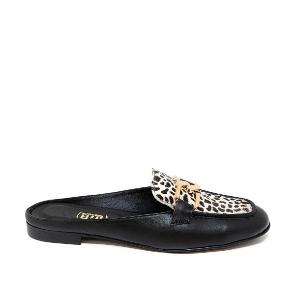 Bigshoes GA1150-01/29 Leather Mule Black Leopard Bigshoes GA1150-01/29 Leather Mule Black Leopard
