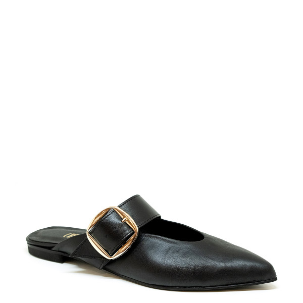 Bigshoes GA1161-01 Leather Mule Black Bigshoes GA1161-01 Leather Mule Black