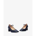 Andres Machado Jane-18 Leather Pumps Blue 6cm