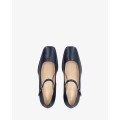 Andres Machado Jane-18 Leather Pumps Blue 6cm