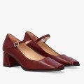 Andres Machado Jane-23 Leather Pumps Bordeaux 6cm