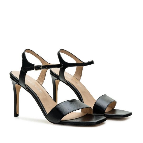Andres Machado Jimena-01 Leather Sandal Black 11cm Andres Machado Jimena-01 Leather Sandal Black 11cm