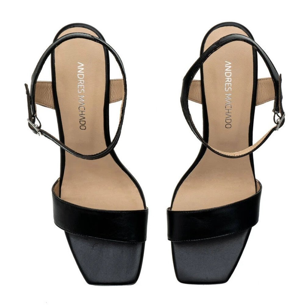 Andres Machado Jimena-01 Leather Sandal Black 11cm Andres Machado Jimena-01 Leather Sandal Black 11cm