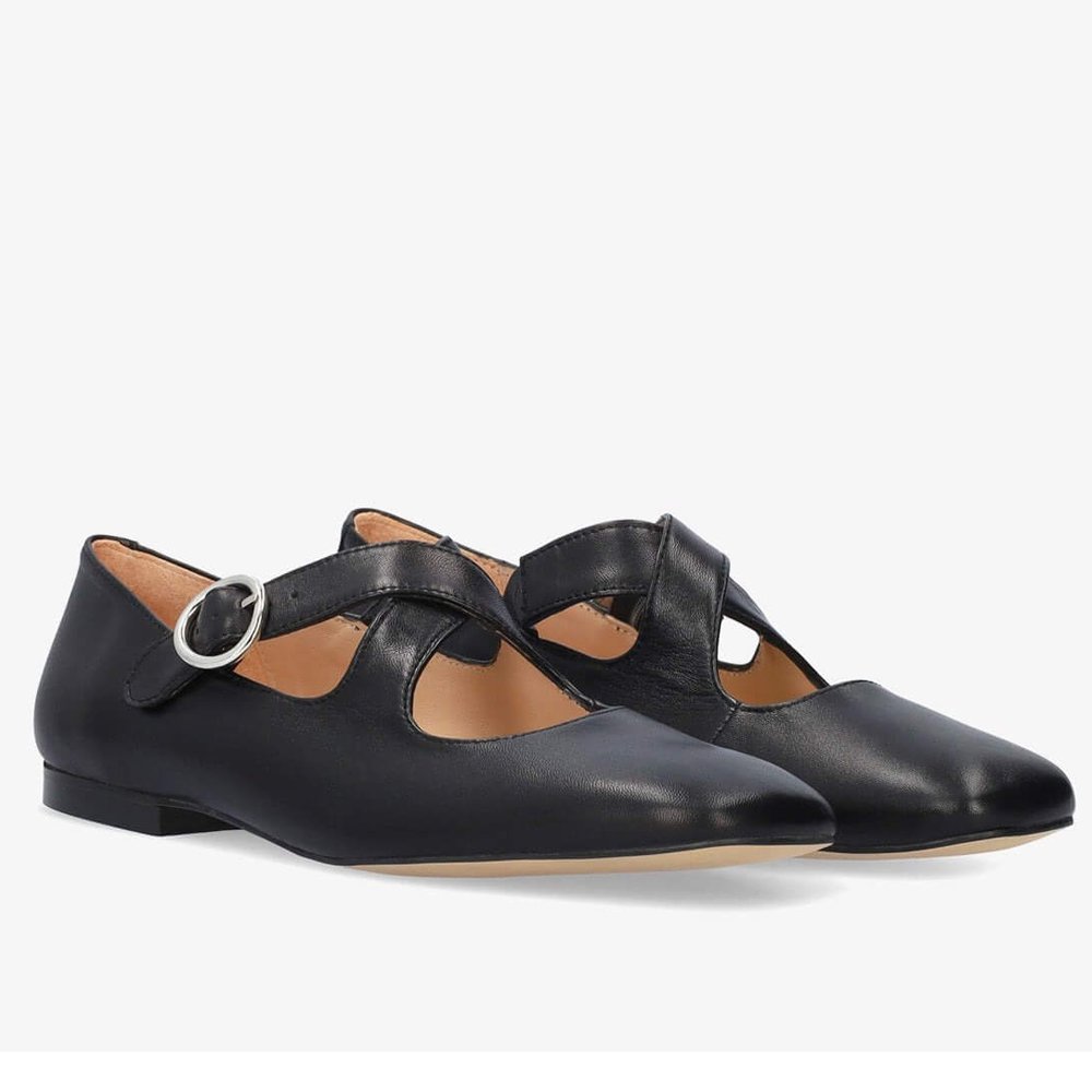 Andres Machado Karen-01 Leather Ballerina Black Andres Machado Karen-01 Leather Ballerina Black