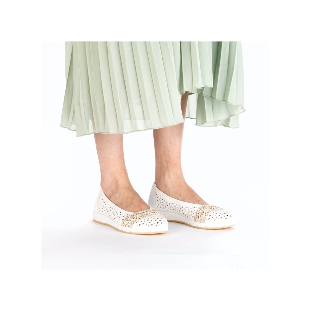 Rieker L3062-80 Anatomical Leather Ballerina White Rieker L3062-80 Anatomical Leather Ballerina White