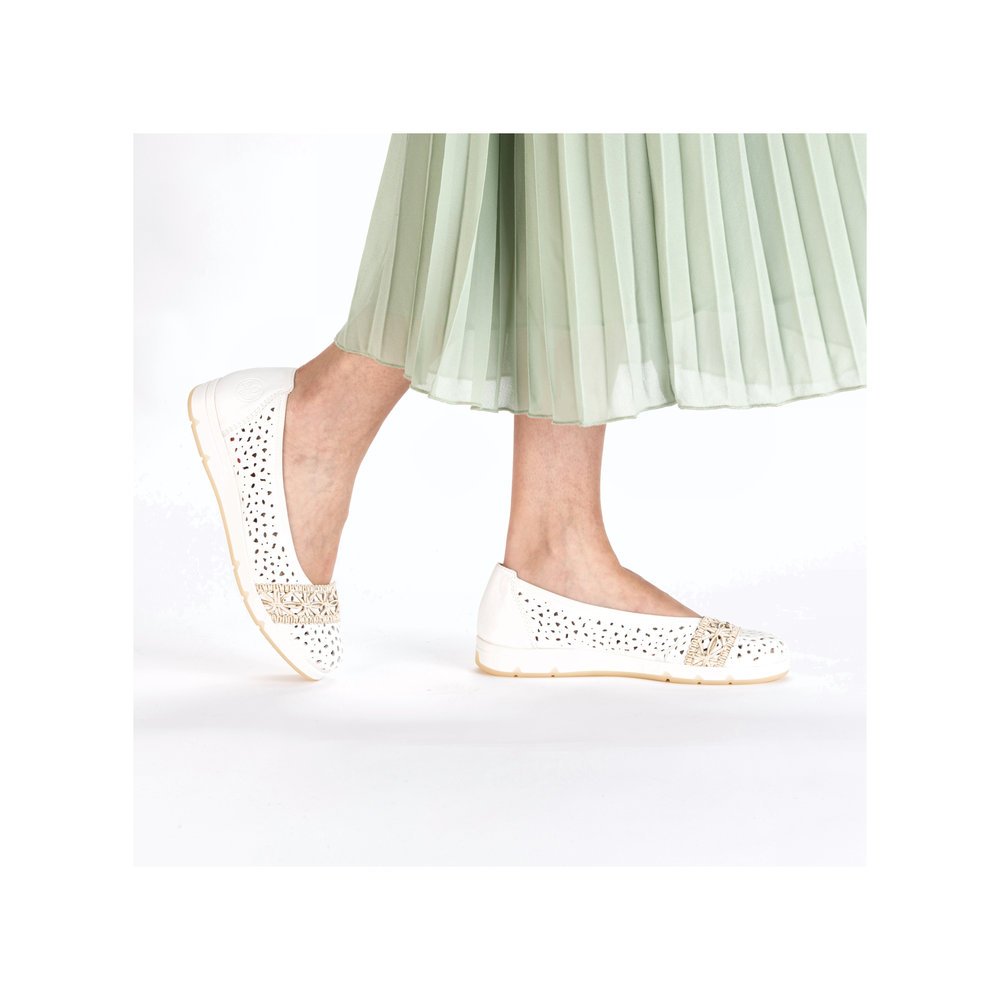 Rieker L3062-80 Anatomical Leather Ballerina White Rieker L3062-80 Anatomical Leather Ballerina White
