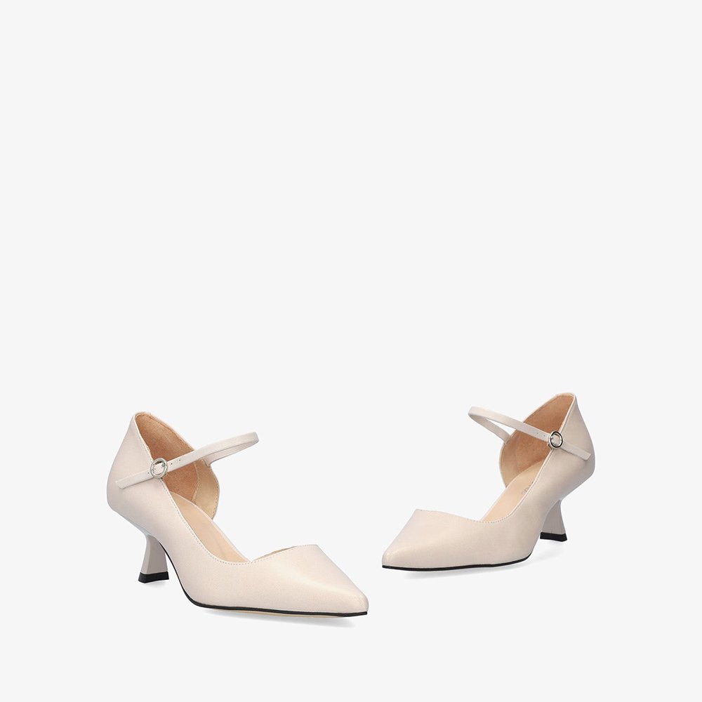 Andres Machado Mariola-02 Leather Heels White 5,5cm
