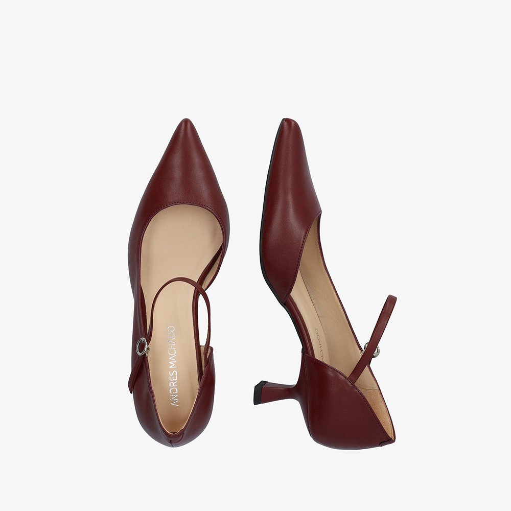 Andres Machado Mariola-23 Leather Heels Burgundy 5,5cm