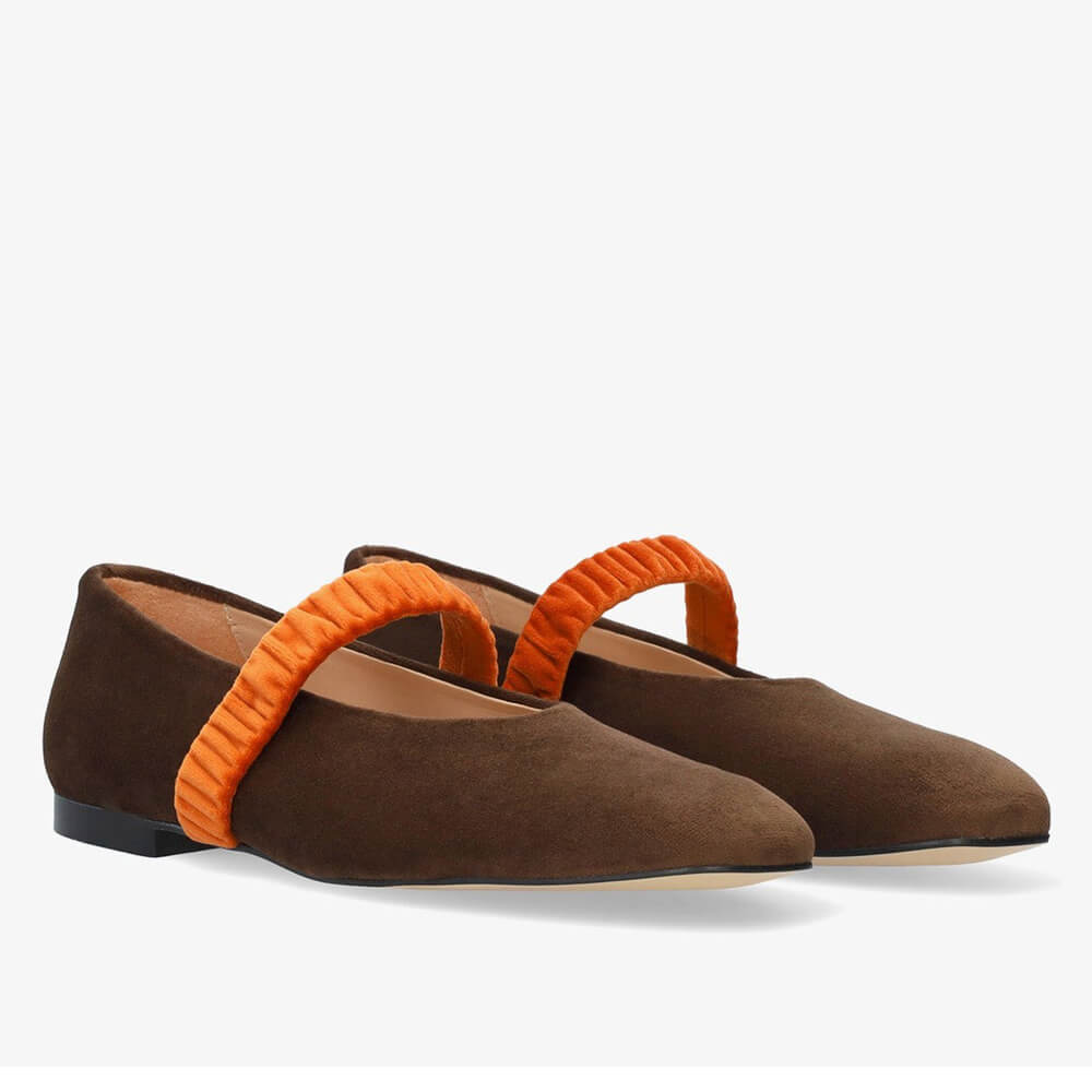 Andres Machado Matilda-05 Leather Ballerina Brown Andres Machado Matilda-05 Leather Ballerina Brown