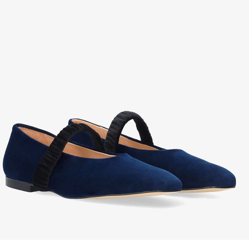 Andres Machado Matilda-18 Leather Ballerina Blue Andres Machado Matilda-18 Leather Ballerina Blue