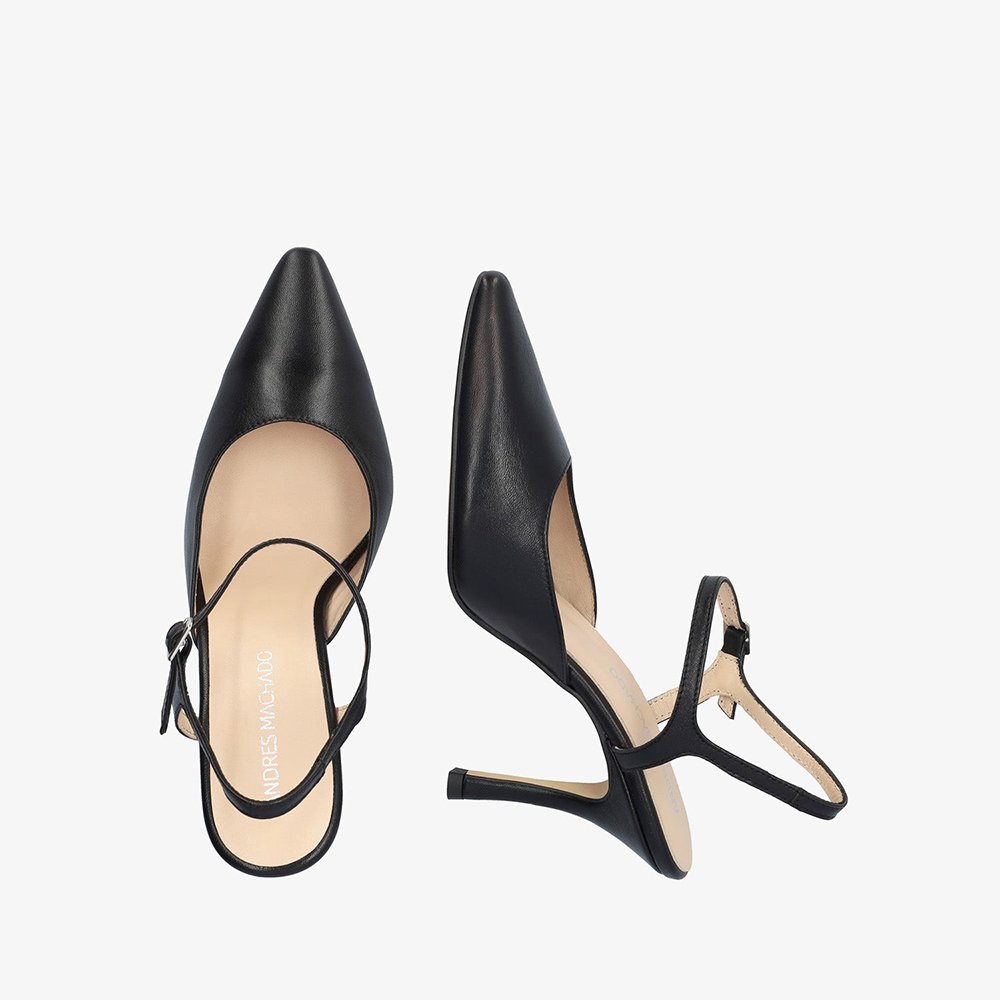 Andres Machado Odile-01 Leather Heels Black 8,5cm Andres Machado Odile-01 Leather Heels Black 8,5cm