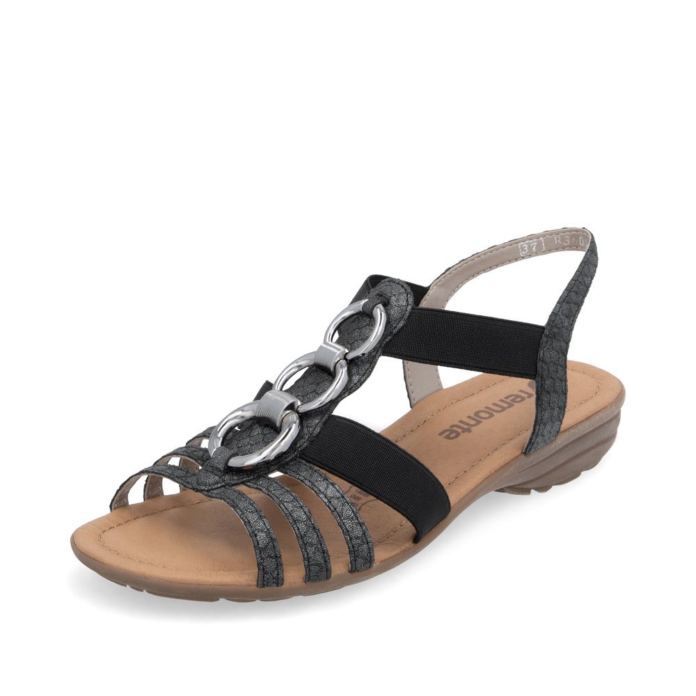 Remonte R3605-45 Anatomical Leather Sandal Black 3.5cm