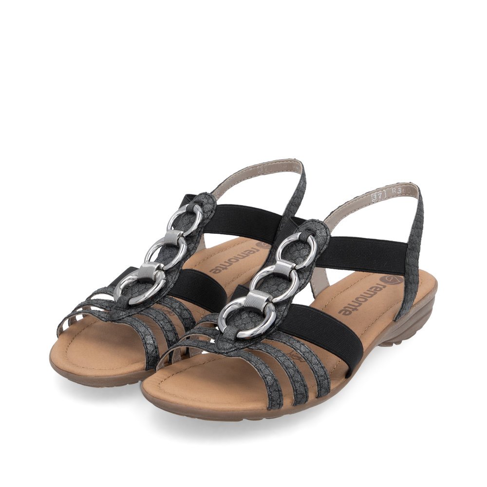 Remonte R3605-45 Anatomical Leather Sandal Black 3.5cm