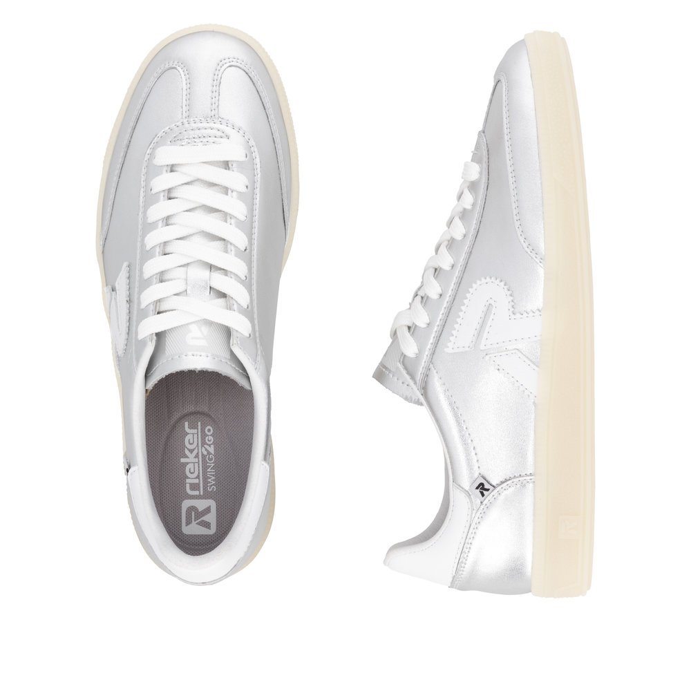 Rieker W2200-90 Ανατομικά Δερμάτινα Sneaker Ασημί Rieker W2200-90 Ανατομικά Δερμάτινα Sneaker Ασημί