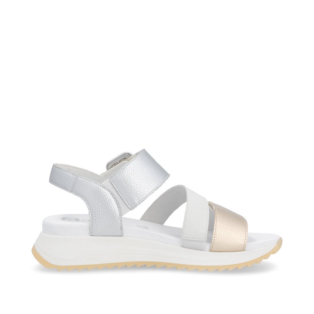 Rieker W2950-90 Anatomical Leather Sandal Silver Gold 3.5cm Rieker W2950-90 Anatomical Leather Sandal Silver Gold 3.5cm