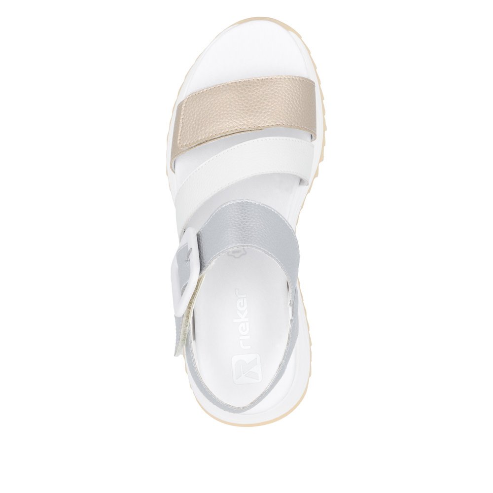 Rieker W2950-90 Anatomical Leather Sandal Silver Gold 3.5cm Rieker W2950-90 Anatomical Leather Sandal Silver Gold 3.5cm