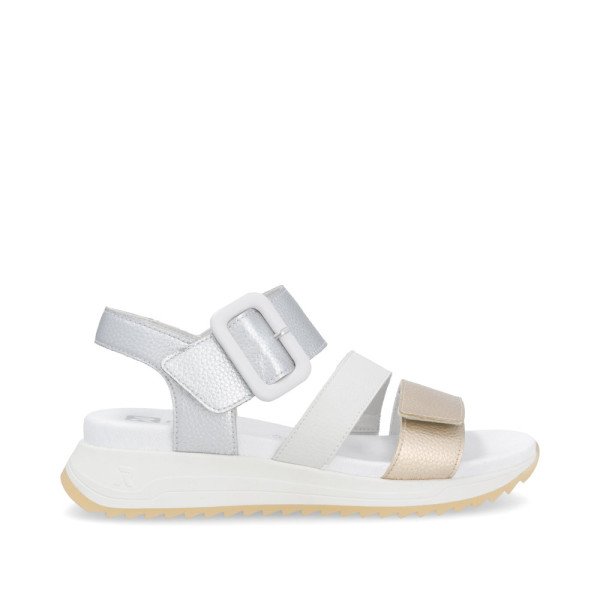 Rieker W2950-90 Anatomical Leather Sandal Silver Gold 3.5cm Rieker W2950-90 Anatomical Leather Sandal Silver Gold 3.5cm