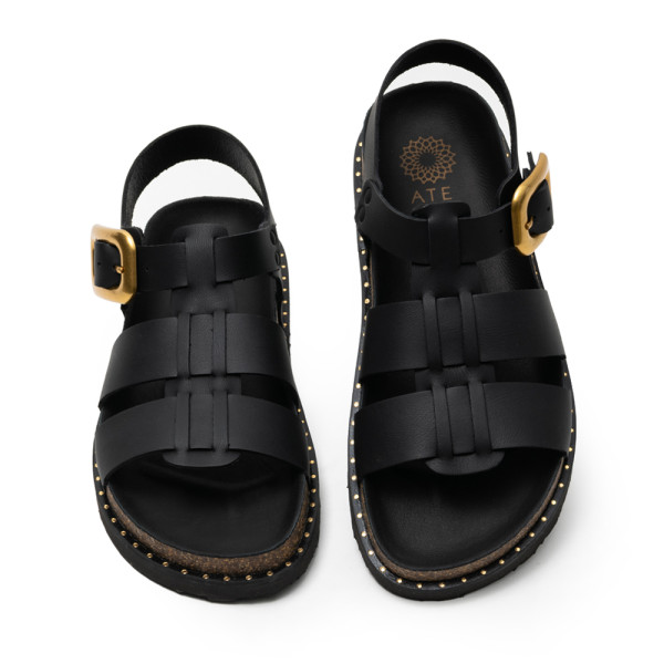 Ateneo 6501-01 Leather Sandal Black