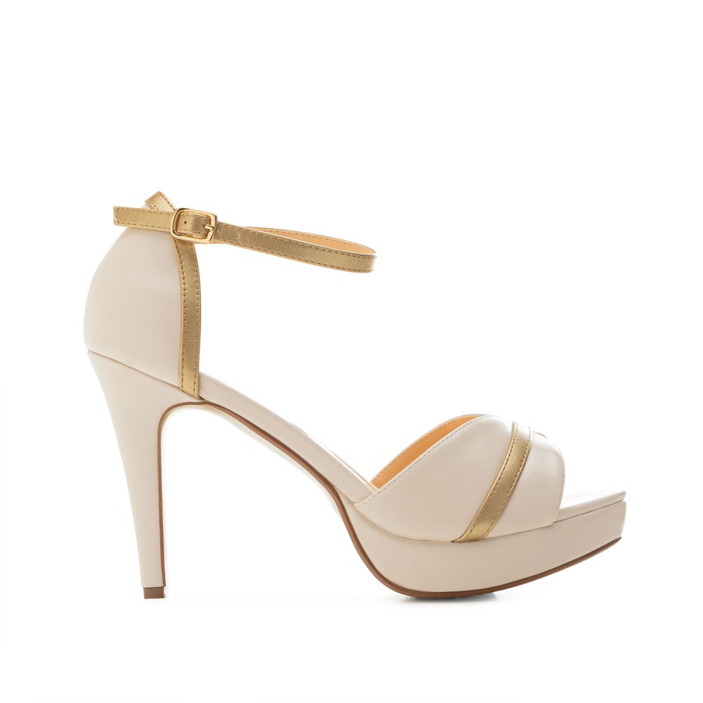 Andres Machado 5490-13 High Heeled Sandal Beige 11cm