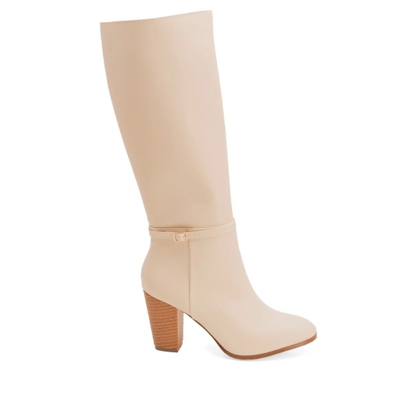 Andres Machado AM4209-15 High Heeled Boot Ivory  10cm Andres Machado AM4209-15 High Heeled Boot Ivory  10cm